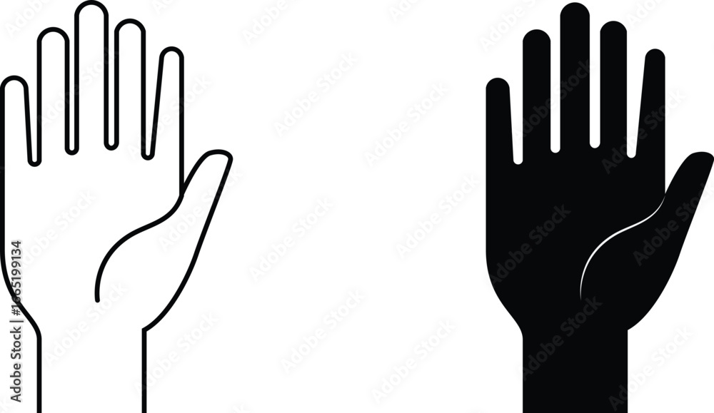 Obraz premium Human Hand vector and outline