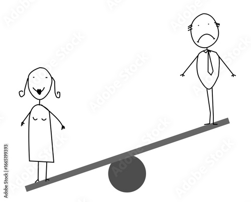 Stick man vector businessman balancing situation