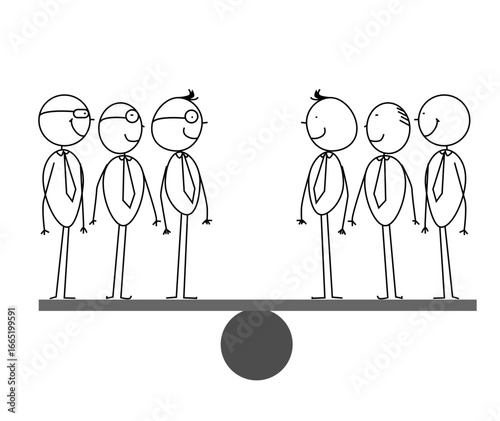 Stick man vector businessman balancing situation