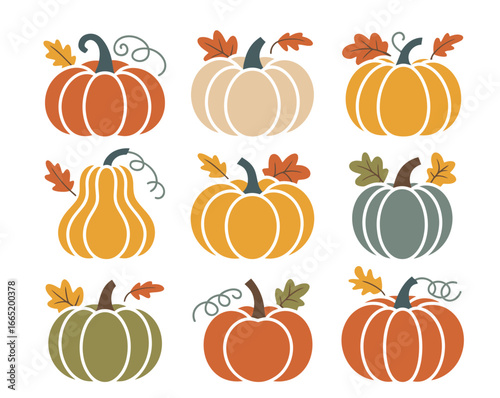 Charming autumn pumpkin patch in harvest colors, perfect for Thanksgiving crafts and seasonal designs