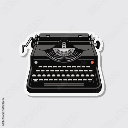 Vintage black typewriter isolated on white background, a classic writing machine for authors and journalists, a symbol of retro technology and nostalgic design, perfect for editorial use