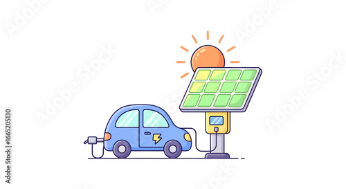 Sustainable electric car charging station powered by clean solar energy, illustrating eco-friendly transportation and renewable power solutions for a greener world