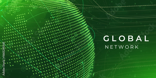 Globe network illustration. Technology digital 3d globe. Digital earth map background. Connection data concept.