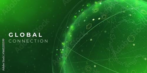 Globe network illustration. Technology digital 3d globe. Digital earth map background. Connection data concept.