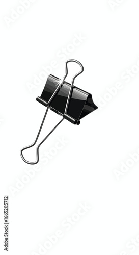 Black binder clip office stationery symbol symbolizing paper holding and document organization