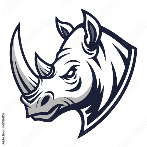 Rhino Mascot Logo Vector, Strong Horned Esports Head Transparent