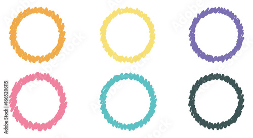 Colorful fuzzy hair ties in different colors on white background