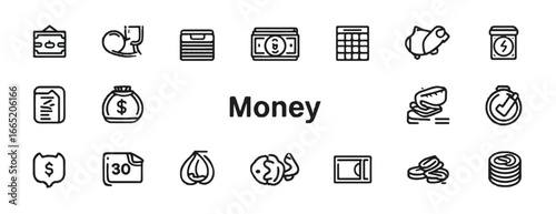 Collection of Financial Icons Representing Banking Savings and Investment Concepts for Business
