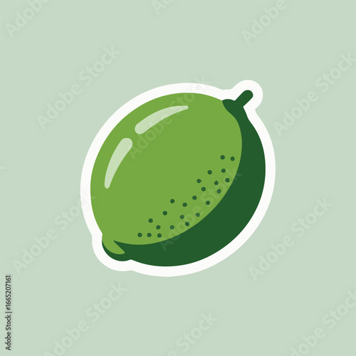 A vibrant green lime sticker, showcasing its juicy and refreshing nature, perfect for adding a touch of citrus to any design, isolated on white background