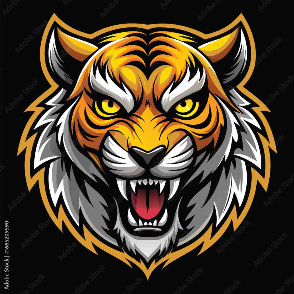 Obraz premium Tiger Head and Vibrant Mascot Vector Logo Design