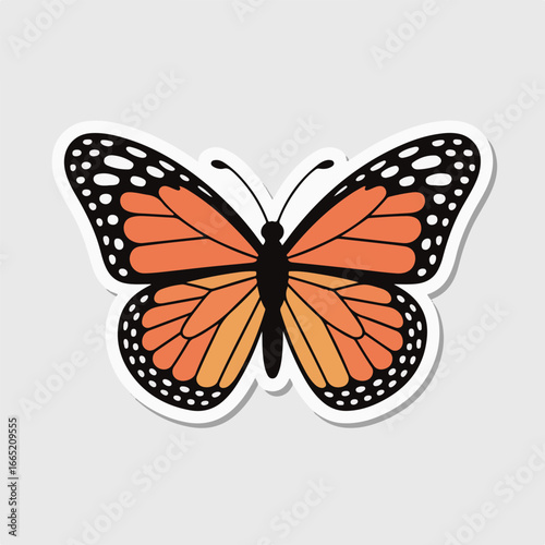 A beautiful monarch butterfly with vibrant orange and black wings, a symbol of nature, beauty, and transformation, isolated on white background