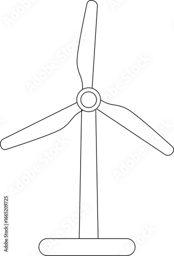 wind turbine fan outline art isolated on white