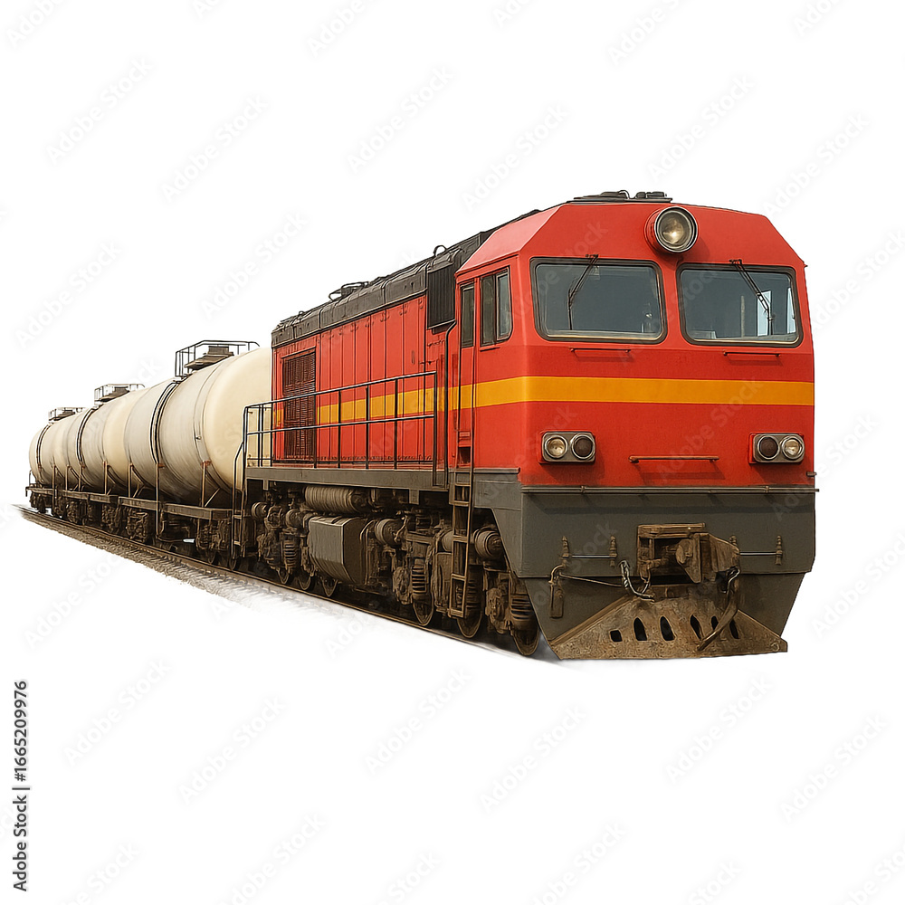 Obraz premium Red Train transporting oil isolated on transparent background