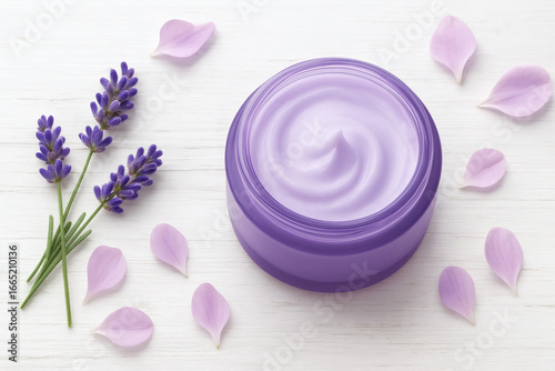 Lavender Cream in Purple Jar with Petals