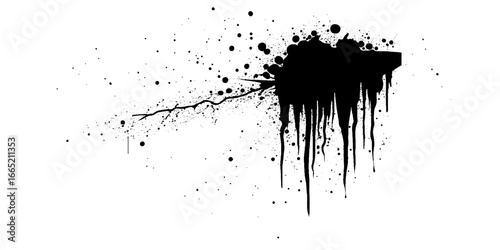 Black Spray Paint Texture grunge on white background. Spray Paint Banner, Spray paint splatter pattern design. Freehand simple spray paint graffiti texture. Ink element grunge design.