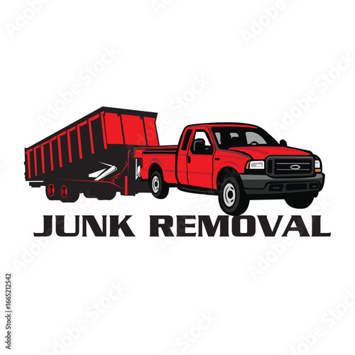 Junk removal, Hauling and Dumpster logo design, Trailer logo
