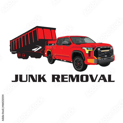 Junk removal, Hauling and Dumpster logo design, Trailer logo