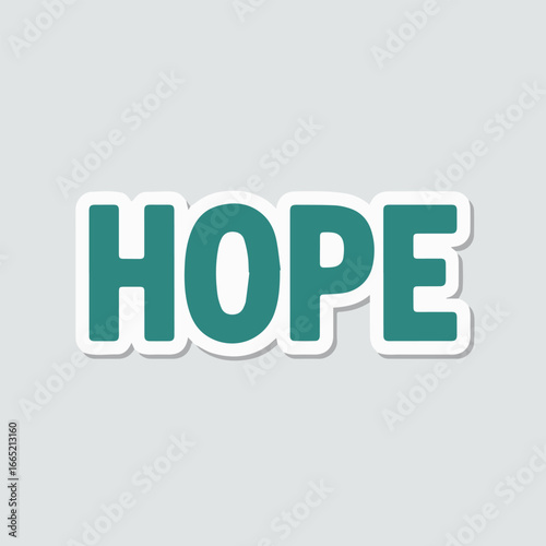 Illustration of the word hope in teal color with a white outline, a symbol of optimism, belief, and positive thinking isolated on white background