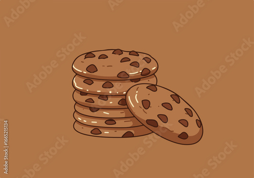 Cookies stacked, leaning on each other, plain backdrop, suitable for use as illustration