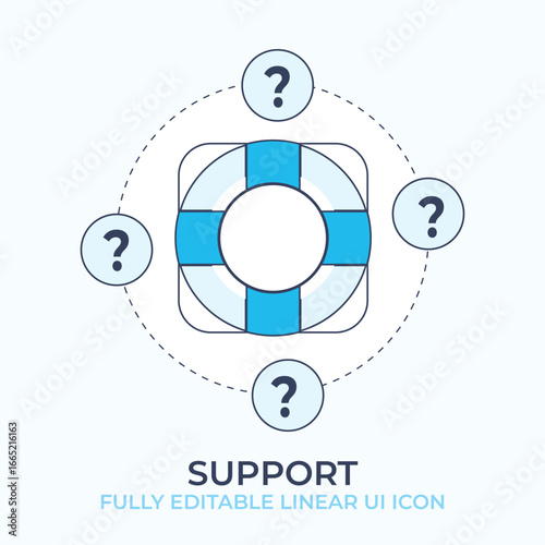 Life Support y Linear Flat UI Icon – Fully Editable Vector Illustration