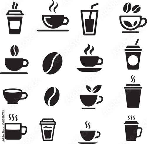 Wallpaper Mural Coffee Icon Set Torontodigital.ca