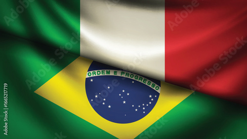 brazil and italy flag fusion design