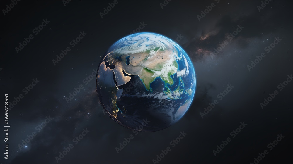 Fototapeta premium Planet Earth in Space with Nebula galaxy universe