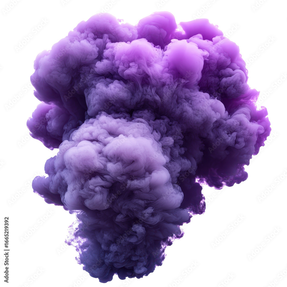 Transparent purple smoke cloud, delicate, transparent purple smoke cloud billowing softly, isolated on transparent background