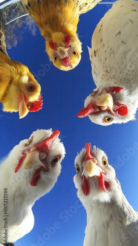 Group of curious chickens l...