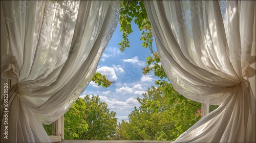 Open window with flowing cu...