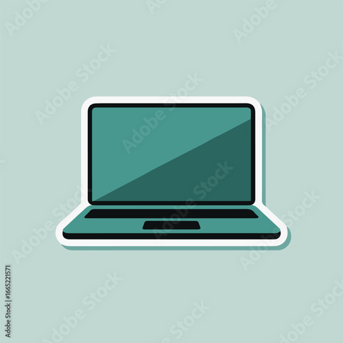 Illustration of a modern laptop with a sleek design, perfect for representing technology, business, or personal use in digital media and graphic design projects