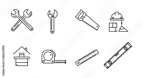 Collection of various construction tools and equipment for building and repair