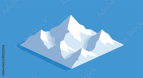 Isometric mountain peak illustration. Design element on solid background