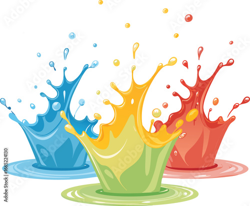 Flat bright abstract liquid splashes