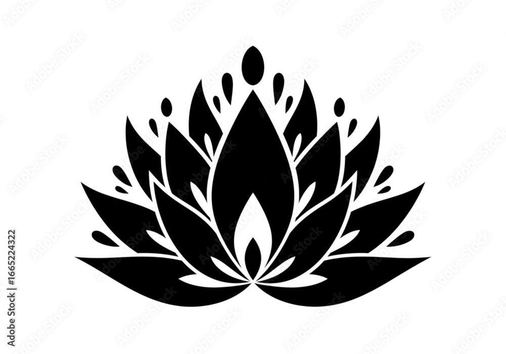 Black Lotus Flower Tattoo Design Vector Art Stylized Floral Symbol for Yoga Meditation and Spiritual Wellness Black Lotus Flower Tattoo Design Vector Art Stylized Floral Symbol for Yoga Meditation and Spiritual Wellness
