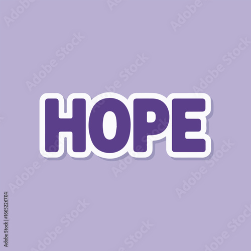 A purple sticker with the word hope in white outline, conveying optimism, positivity, and the power of belief, perfect for motivational designs and inspirational messages