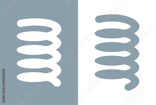 Spring icon. Symbol of shock absorption, extension or compression. Element of a machine or mechanism. Coiled cylindrical spring.