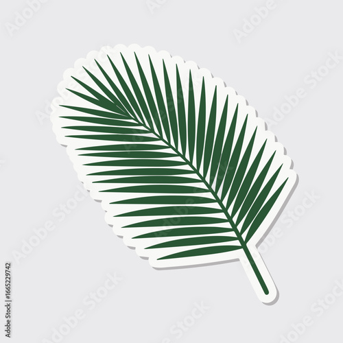 Illustration of a vibrant green palm leaf, isolated on white background, perfect for adding a tropical touch to your designs and bringing a sense of nature