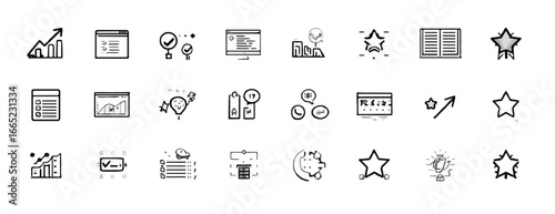 Hand Drawn Business Icons and Symbols Vector Illustration Set for Website and App Design UI Elements
