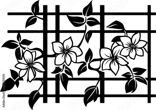 Floral Vine on Horizontal Lattice  Vector graphics