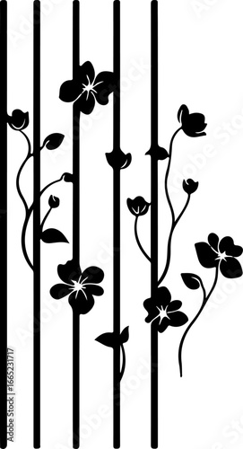 Floral Vine on Trellis  Vector  graphics art