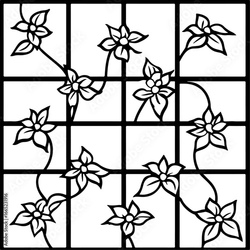 "Floral Trellis Silhouette Design" Vector Bundle
