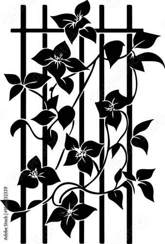 Floral Vine on Trellis  Vector  graphics art