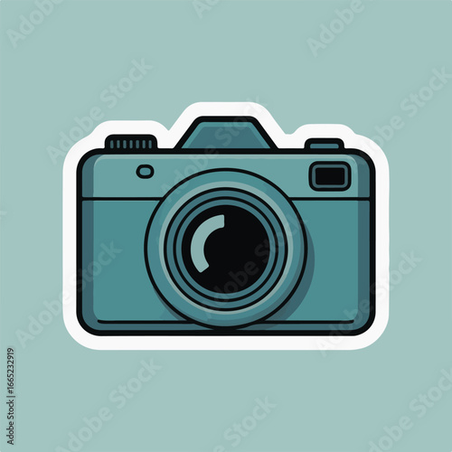Camera sticker isolated on white background, a vintage retro photography equipment for capturing images and recording memories, perfect for social media content