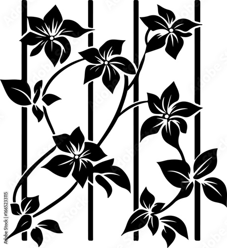 Floral Vine on Trellis  Vector  graphics art