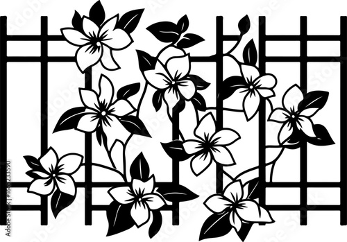 Floral Vine on Trellis  Vector  graphics art
