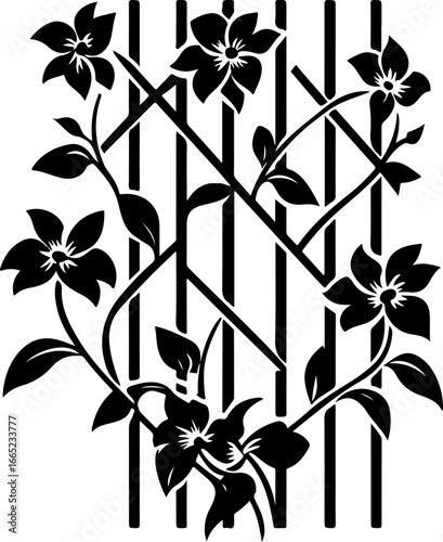 Floral Vine on Trellis  Vector  graphics art