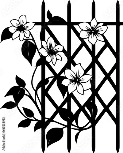 Floral Vine on Trellis  Vector  graphics art