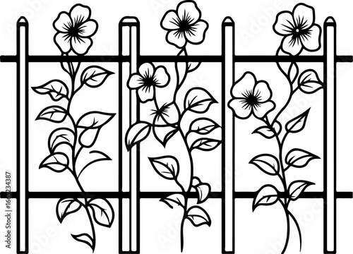 "Floral Trellis Silhouette Design" Vector Bundle