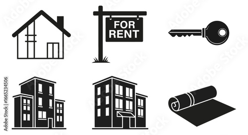 Rentals, Apartments, Houses, Keys Finding Your Perfect Home, Property Search, Real Estate Icons